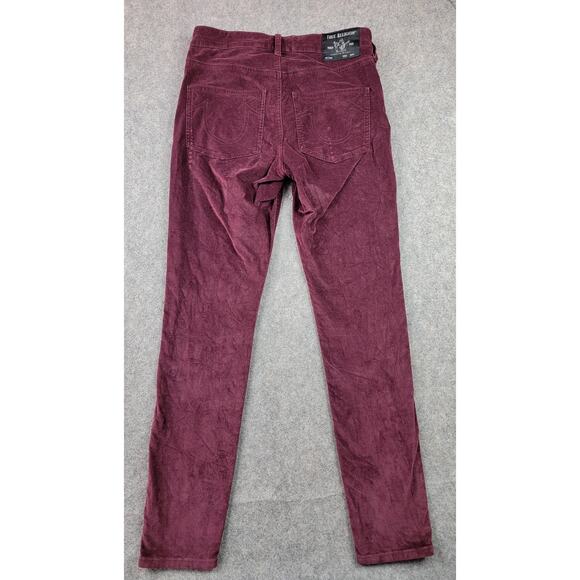True Religion Jeans Womens 27 Burgundy Jennie Midrise Velveteen Skinny Stretch - Picture 8 of 16
